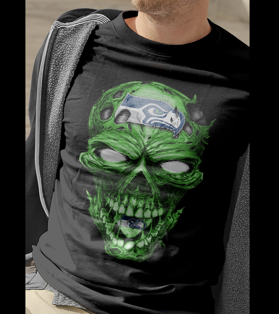 Skull V2 Seattle Seahawks Green Zombie T-Shirt