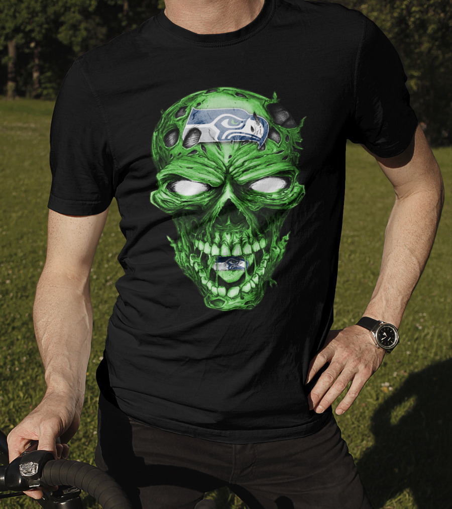 Skull V2 Seattle Seahawks Green Zombie T-Shirt