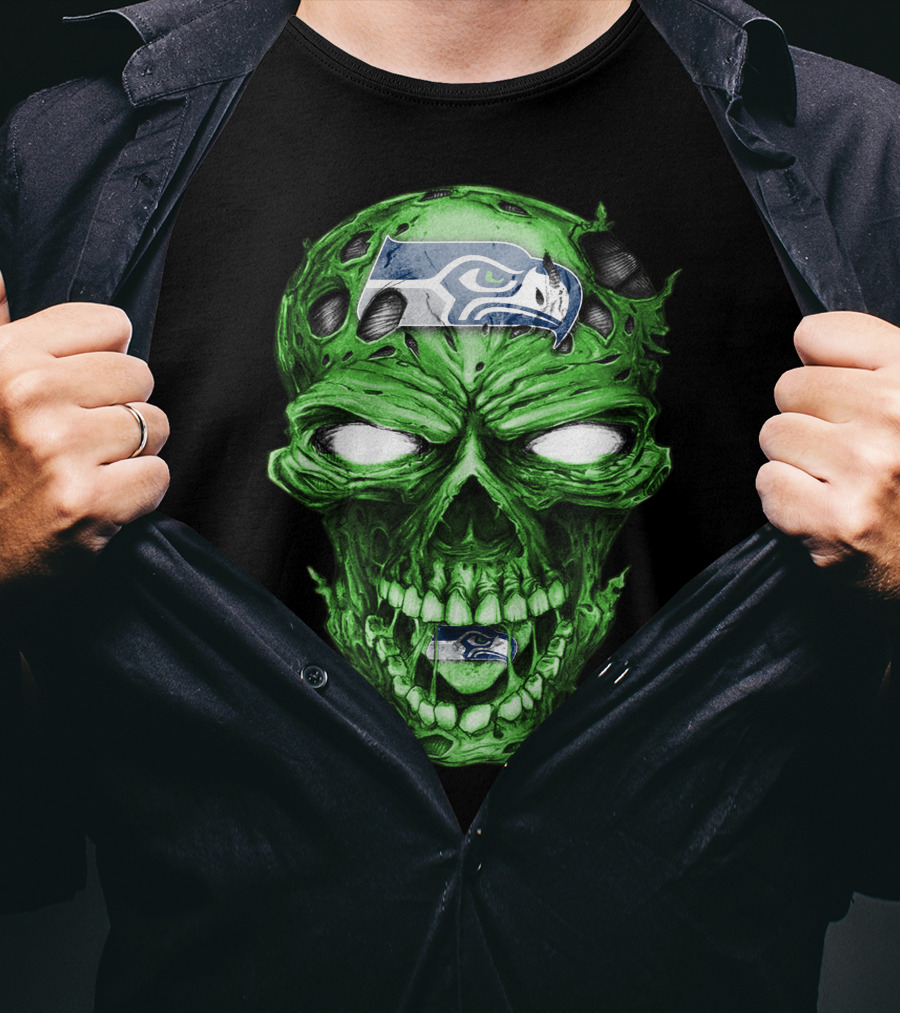 Skull V2 Seattle Seahawks Green Zombie T-Shirt