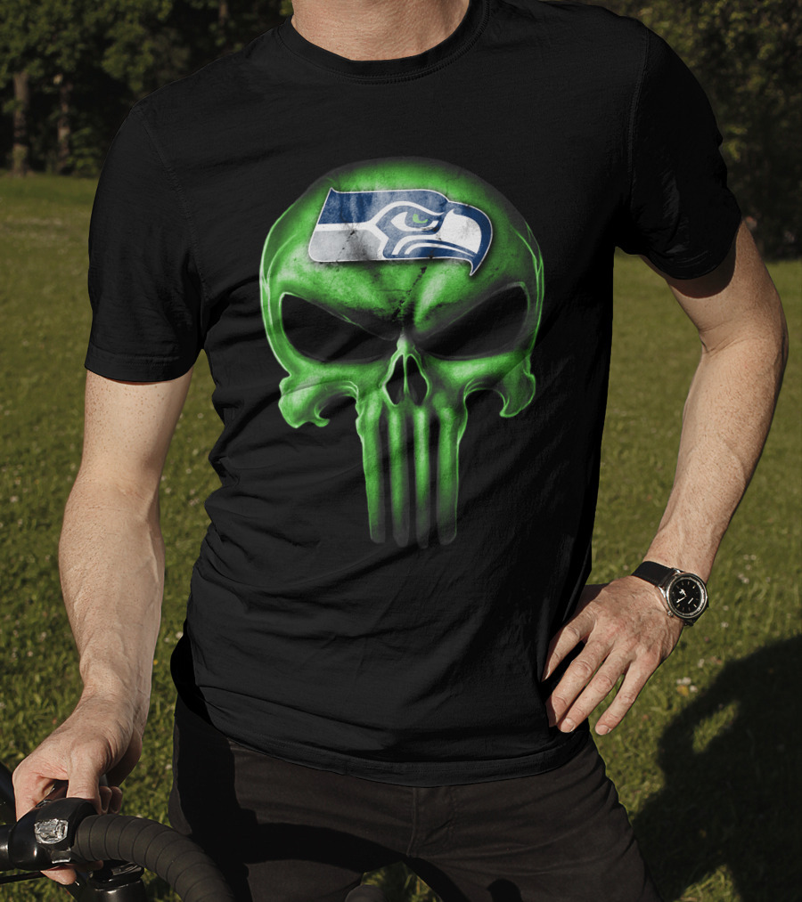 Skull V3 Seattle Seahawks Logo Green T-Shirt
