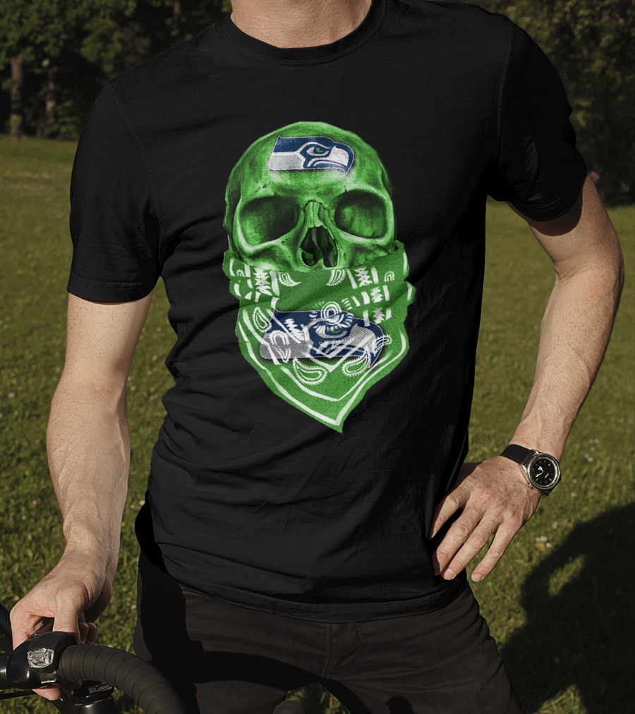 Skull V5 Seattle Seahawks Logo Bandana T-Shirt
