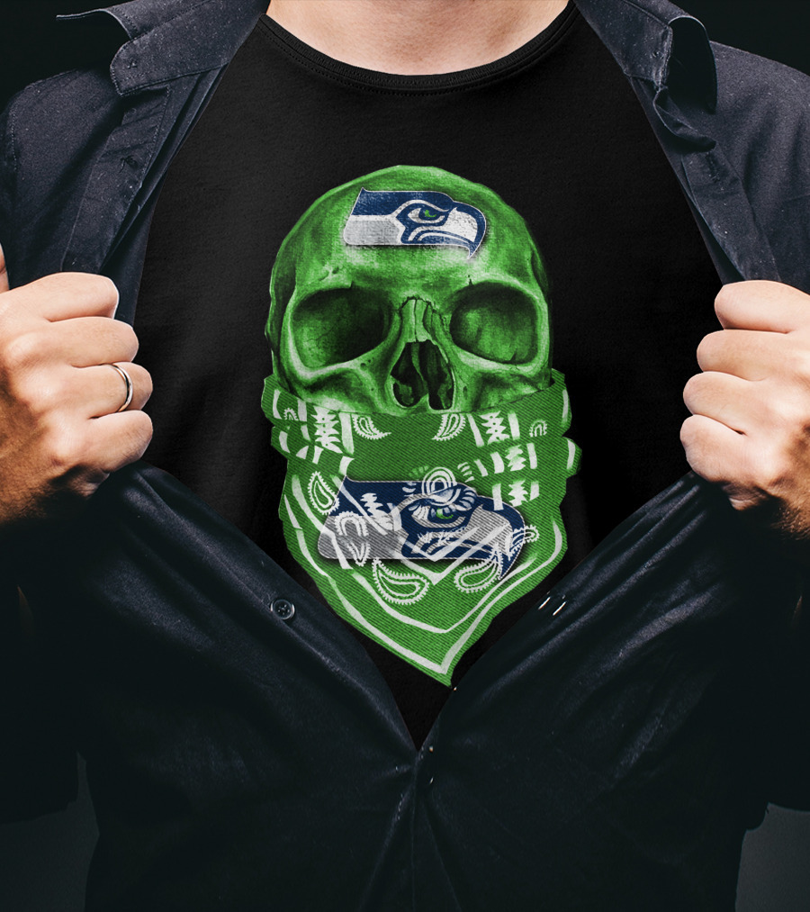 Skull V5 Seattle Seahawks Logo Bandana T-Shirt