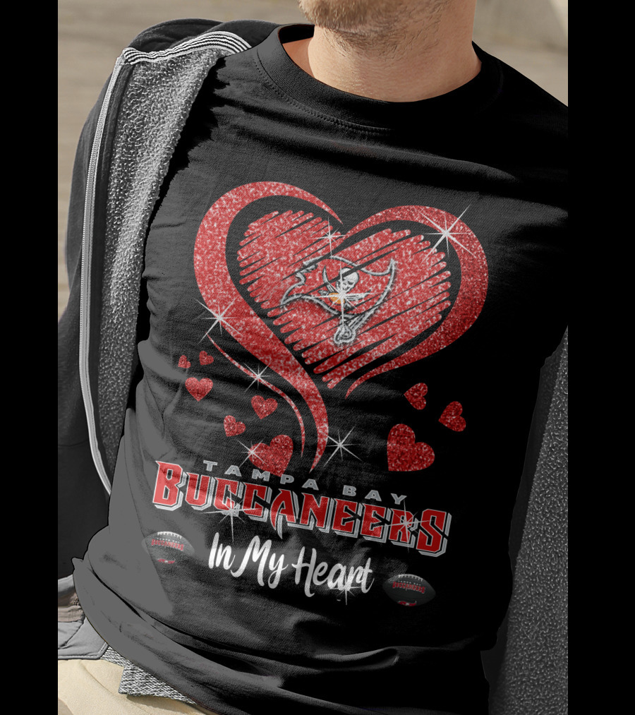 Tampa Bay Buccaneers In My Heart Sparkling Love Football T-Shirt