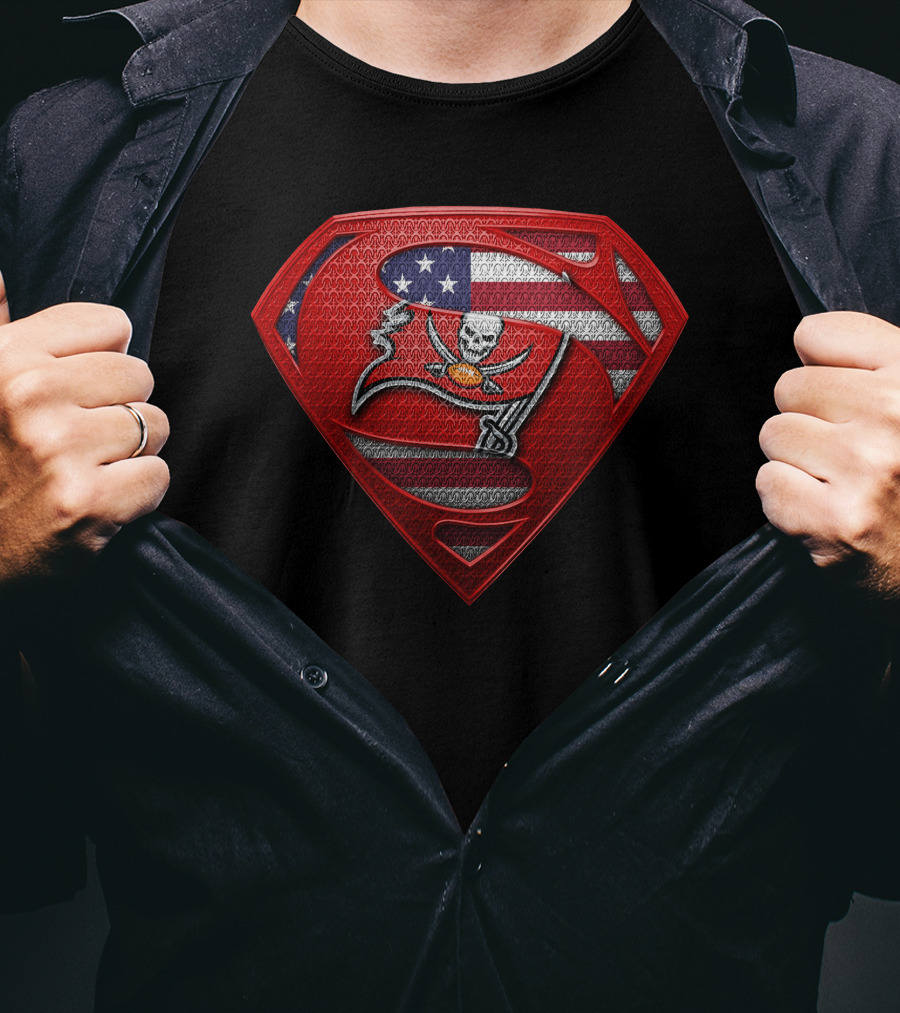 Tampa Bay Buccaneers American Flag Superman T-Shirt