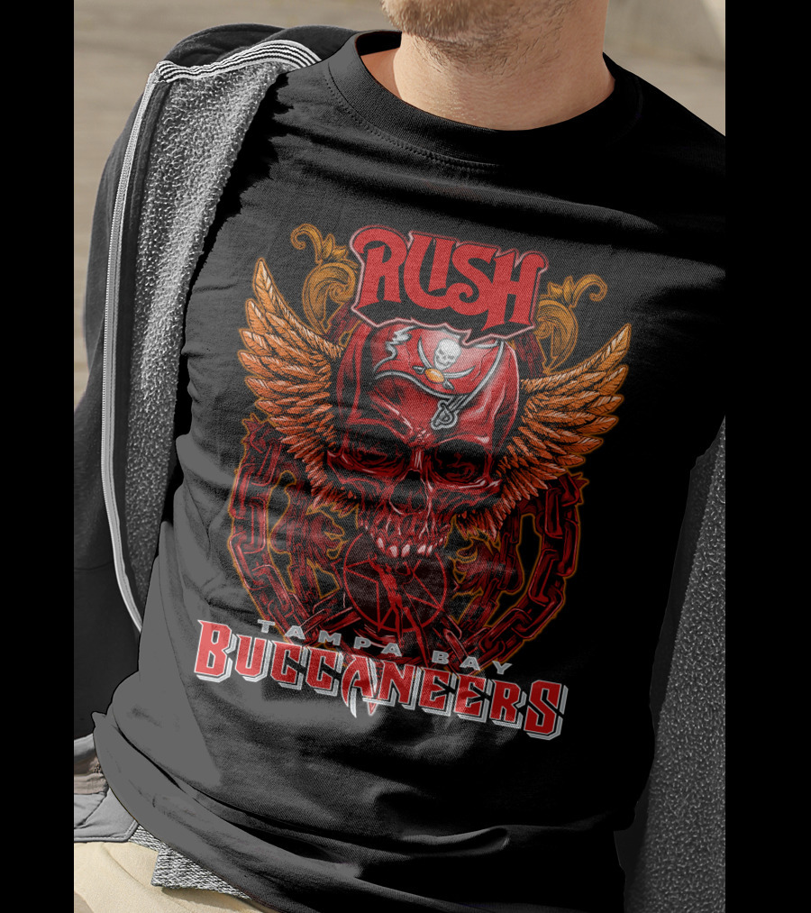 Rush Tampa Bay Buccaneers Skull Wings And Chains T-Shirt