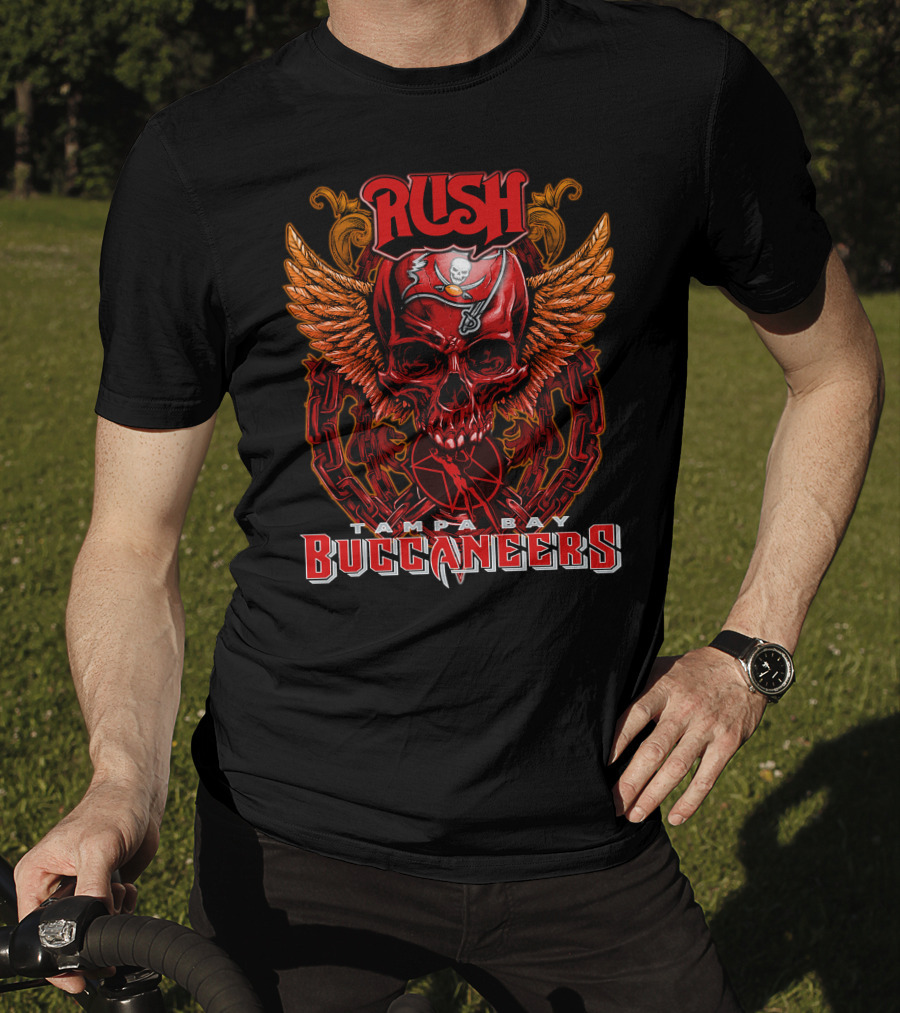 Rush Tampa Bay Buccaneers Skull Wings And Chains T-Shirt