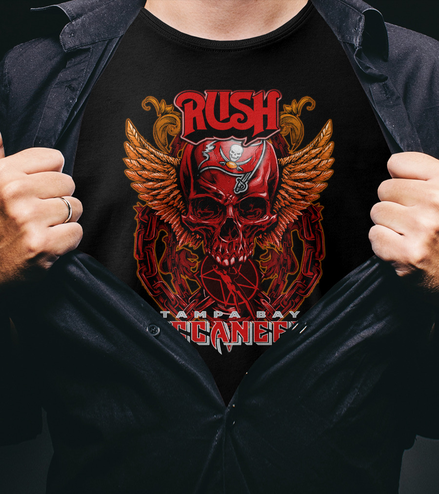 Rush Tampa Bay Buccaneers Skull Wings And Chains T-Shirt