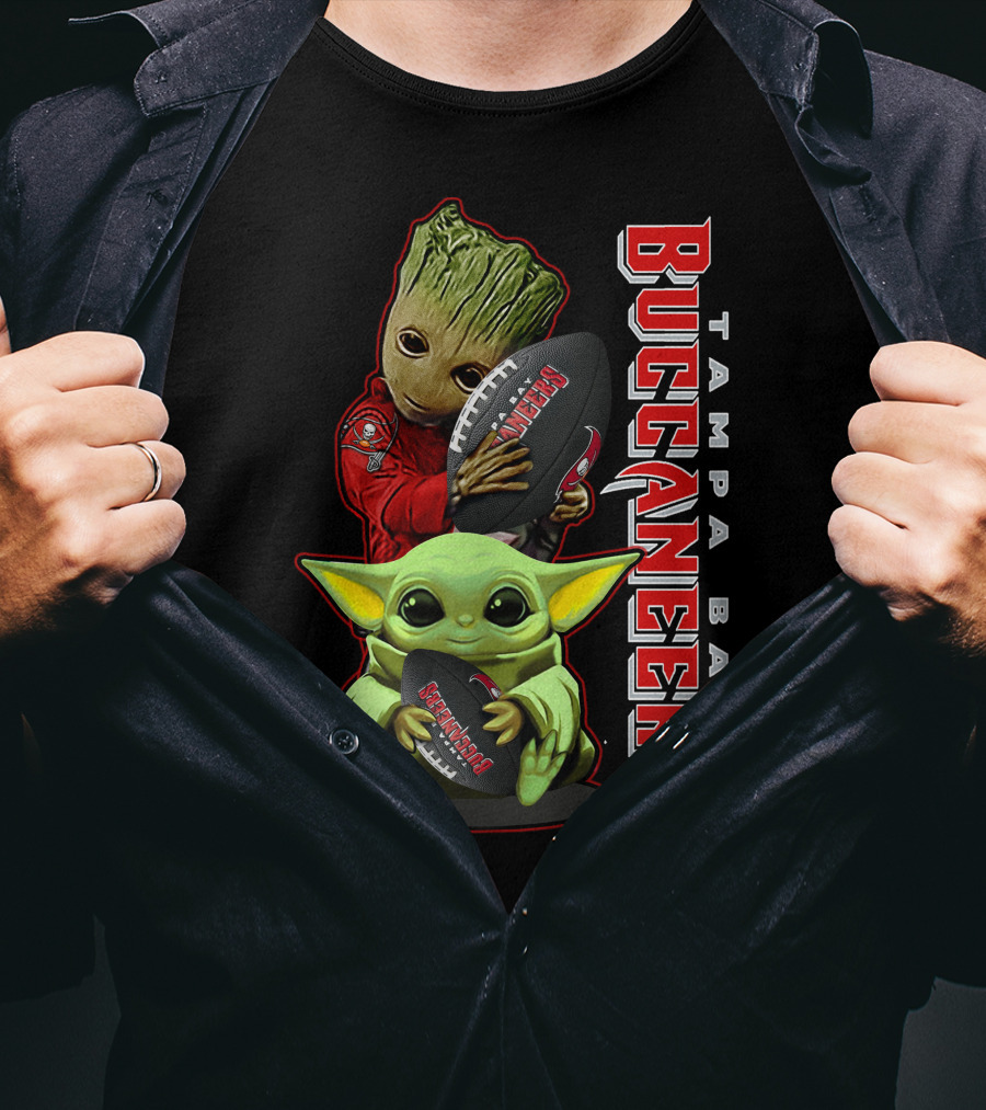 Grzd Tampa Bay Buccaneers Groot Baby Yoda Football T-Shirt