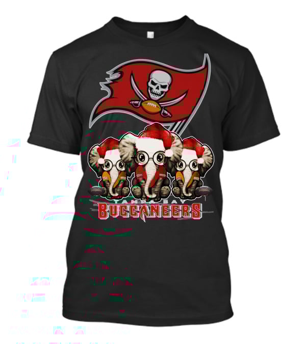 Tampa Bay Buccaneers Christmas Elephants Santa Hats NFL T-Shirt