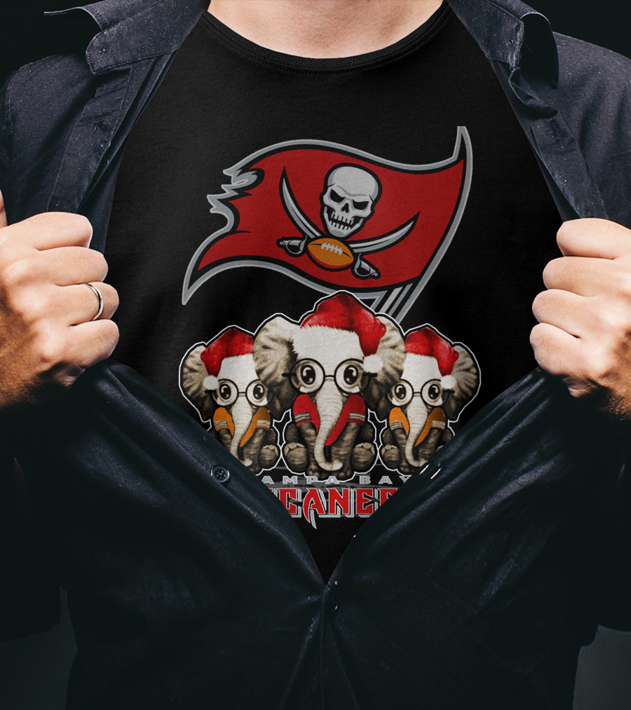 Tampa Bay Buccaneers Christmas Elephants Santa Hats NFL T-Shirt