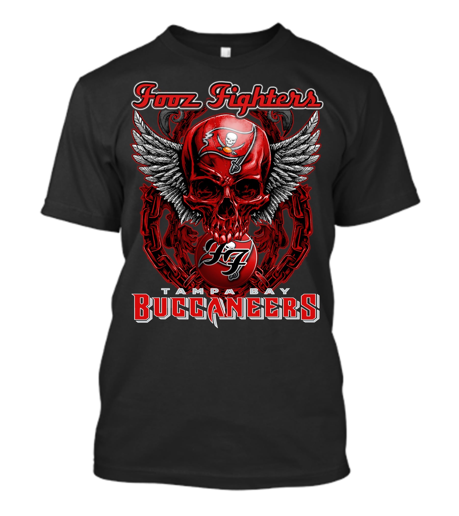 Fooz Fighters Tampa Bay Buccaneers Skull Wings T-Shirt