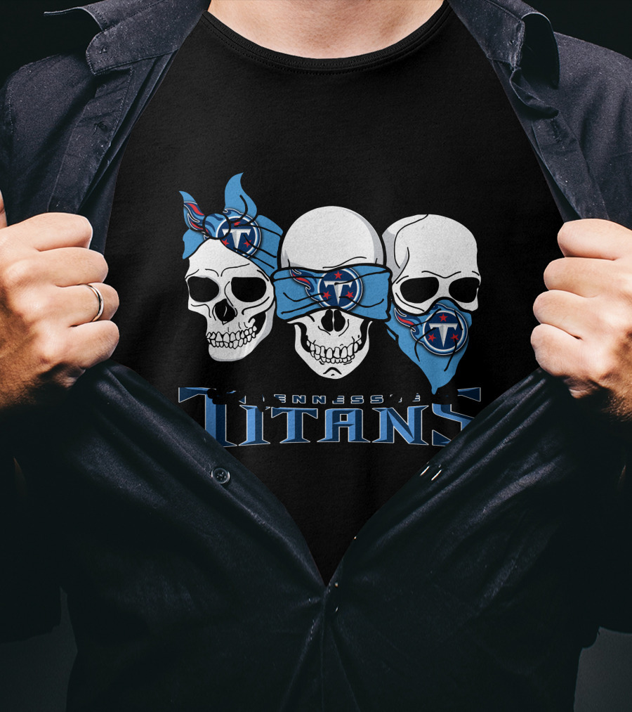 Three Skulls Tennessee Titans Bandanas T-Shirt