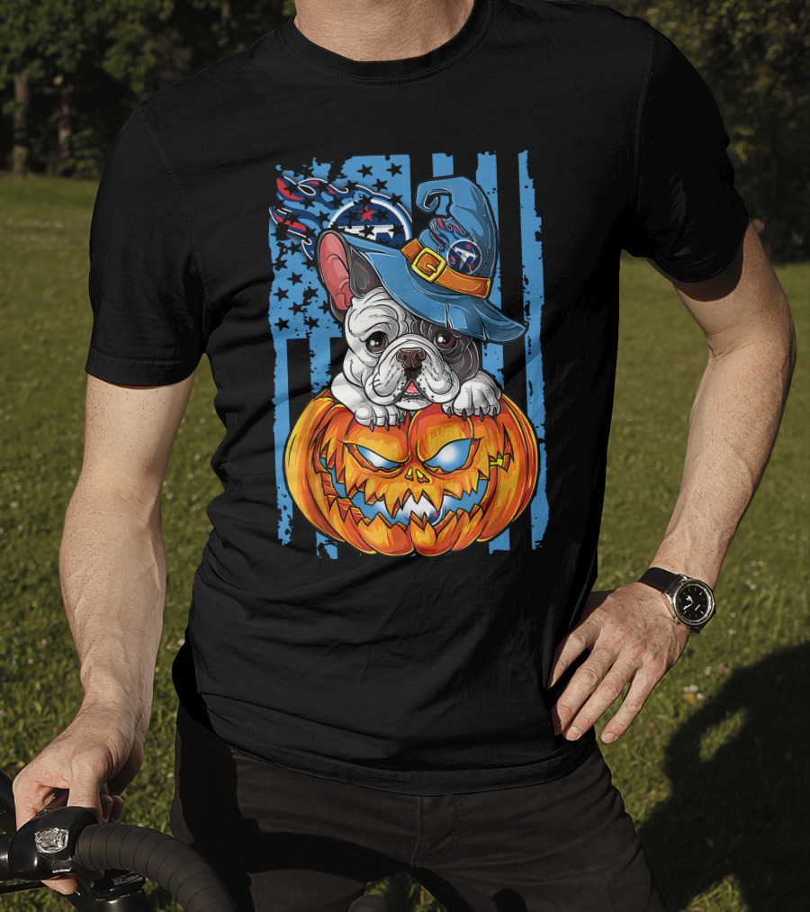 Hlw Bulldog Tennessee Titans Halloween Pumpkin Wizard Hat T-Shirt