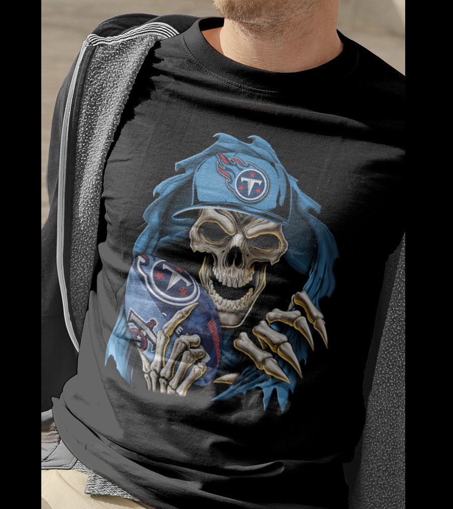 Skullbong Tennessee Titans Football Skeleton Fan Gear T-Shirt