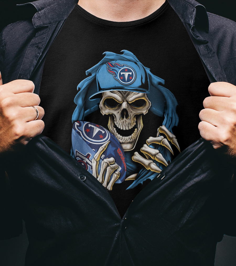 Skullbong Tennessee Titans Football Skeleton Fan Gear T-Shirt