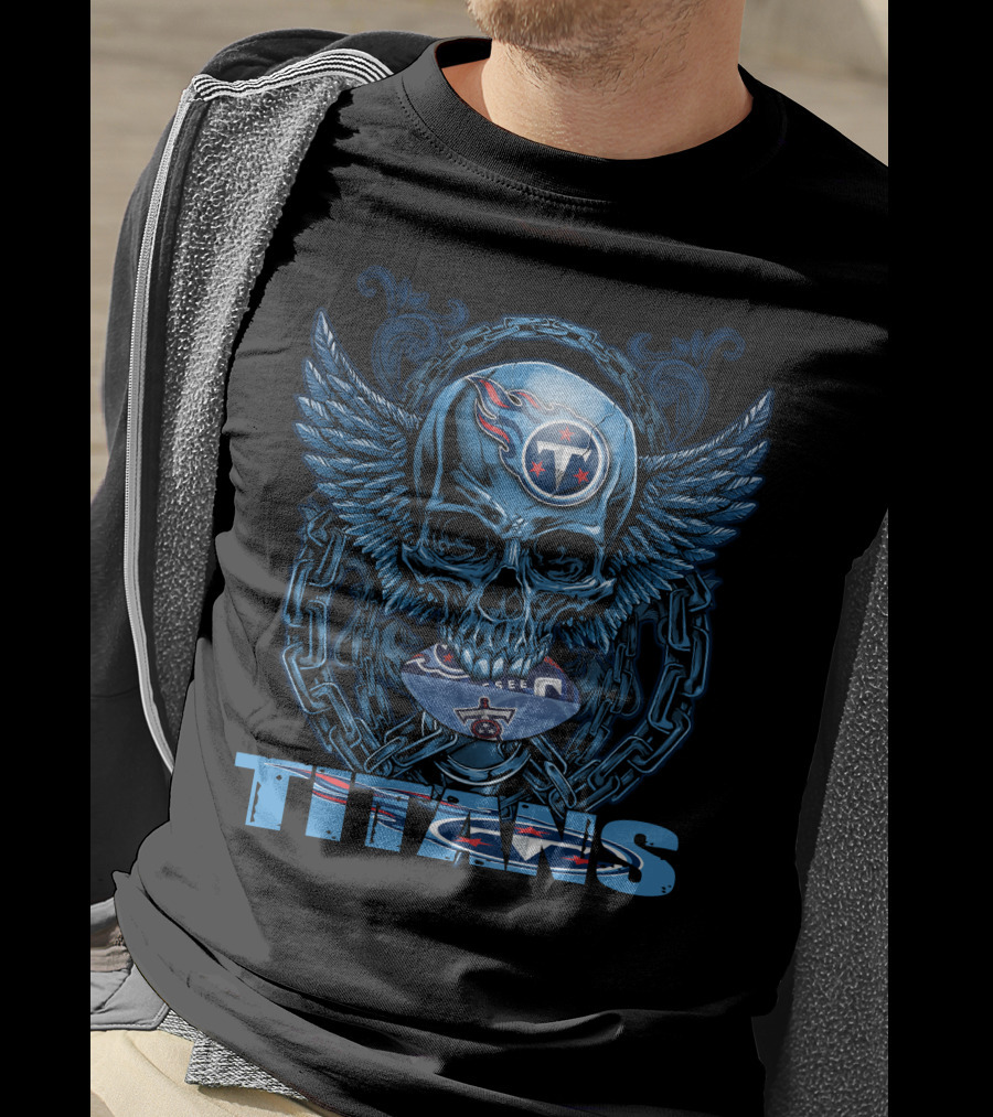 Skullfb Titans Winged Skull Football T-Shirt