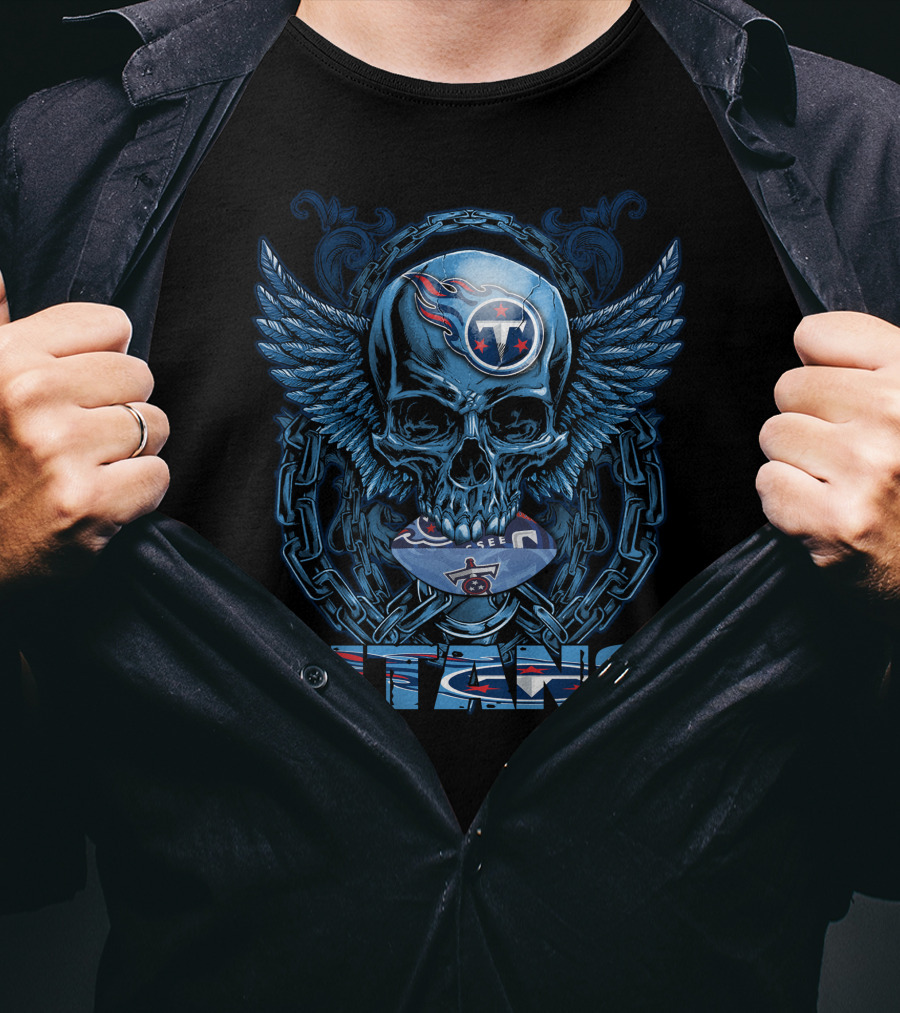 Skullfb Titans Winged Skull Football T-Shirt
