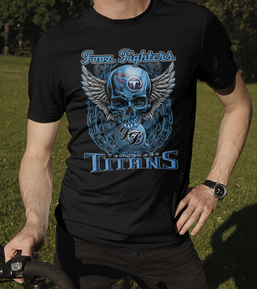 Foo Fighters Tennessee Titans Skull Winged T-Shirt