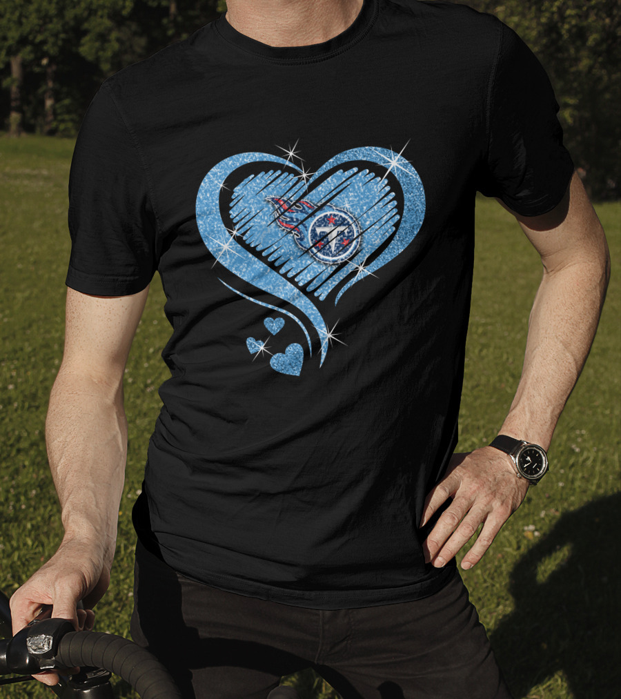 Tennessee Titans Heart Diamond Logo Sparkle T-Shirt