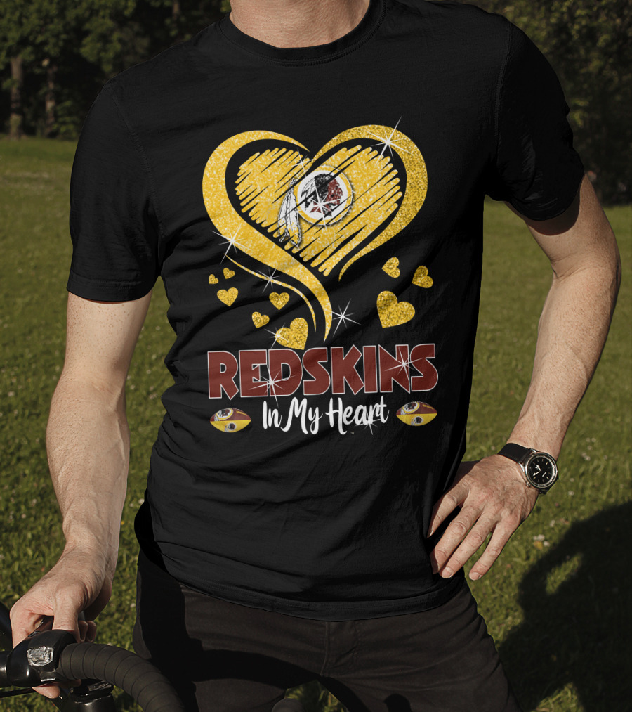 Redskins In My Heart Football Team Sparkling Heart T-Shirt