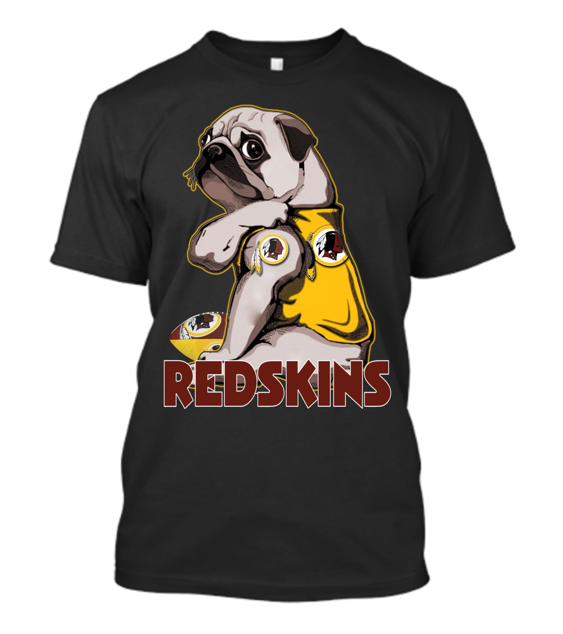 Pug With Washington Redskins T-Shirt