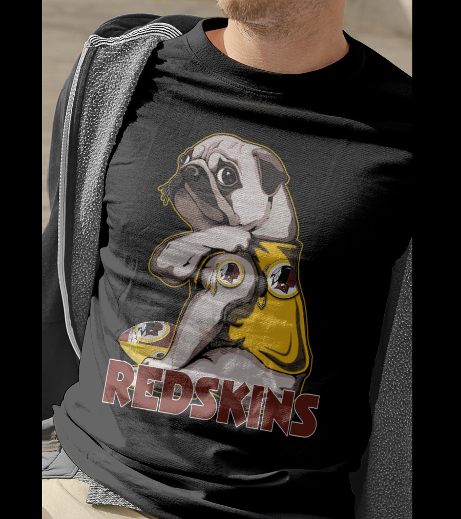 Pug With Washington Redskins T-Shirt