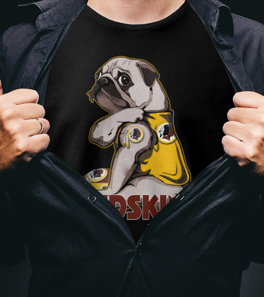 Pug With Washington Redskins T-Shirt