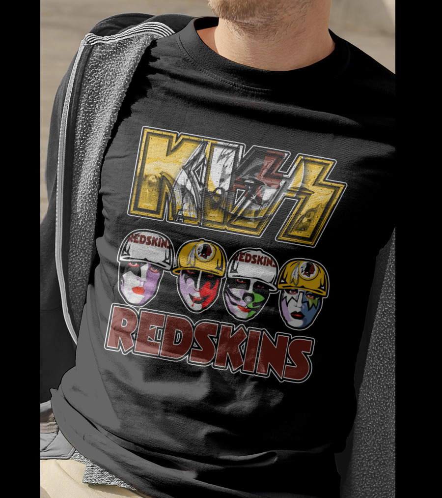 Kiss Washington Redskins Helmet Faces T-Shirt