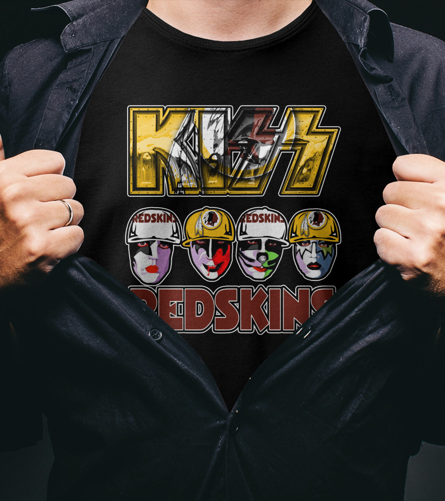 Kiss Washington Redskins Helmet Faces T-Shirt