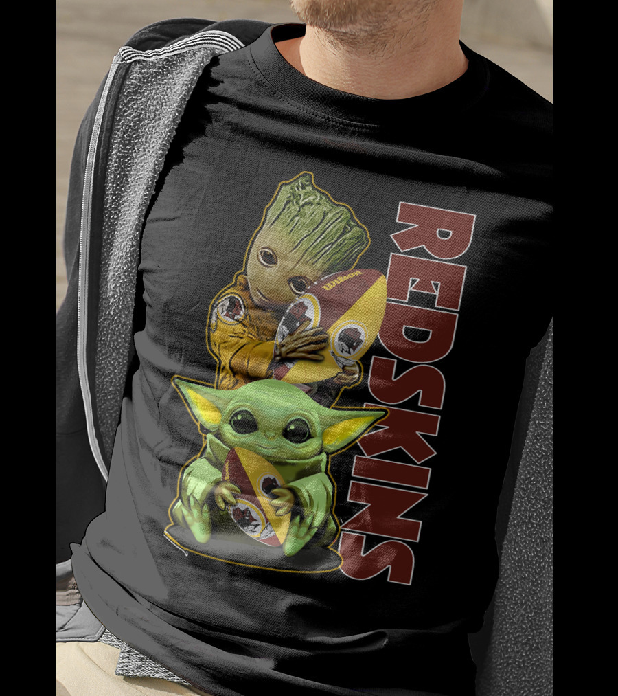 Groot Baby Yoda Washington Redskins Football T-Shirt