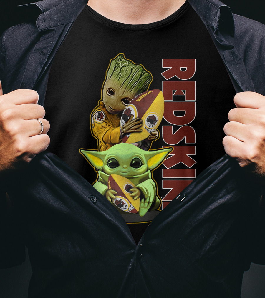 Groot Baby Yoda Washington Redskins Football T-Shirt