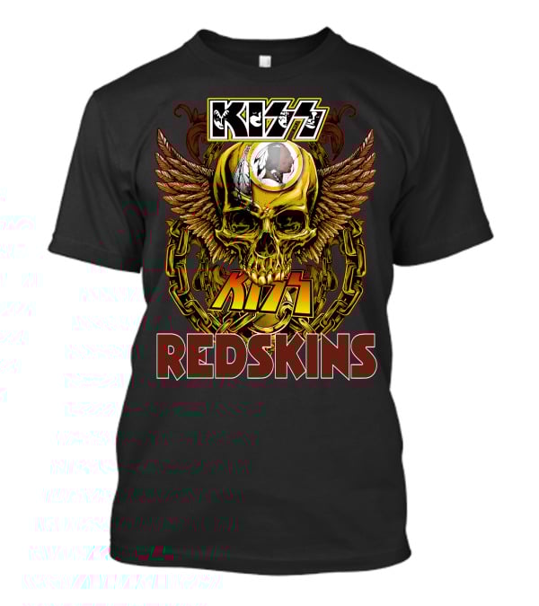 Kiss Redskins Skull Wings Chains Helmet T-Shirt
