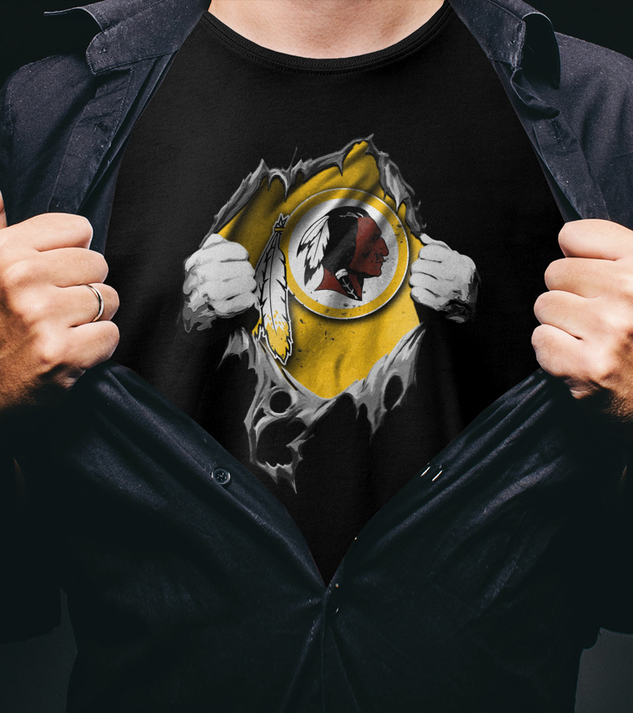 Torn V2 Washington Redskins Logo Peeling Hands T-Shirt