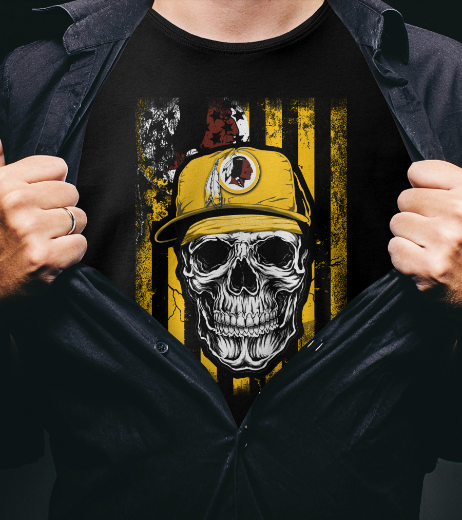 Skull V1 Washington Redskins Hat Stripes Iconic Sports Symbol T-Shirt
