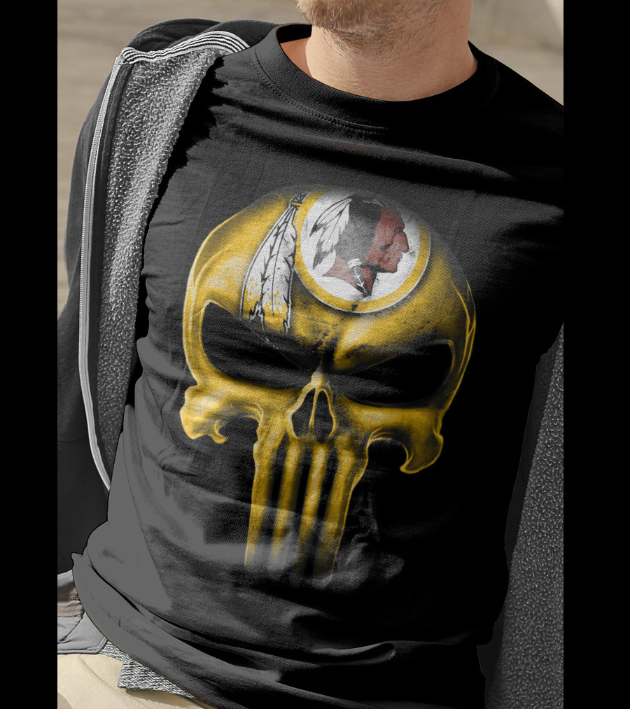Skull Washington Redskins Logo Iconic Yellow T-Shirt