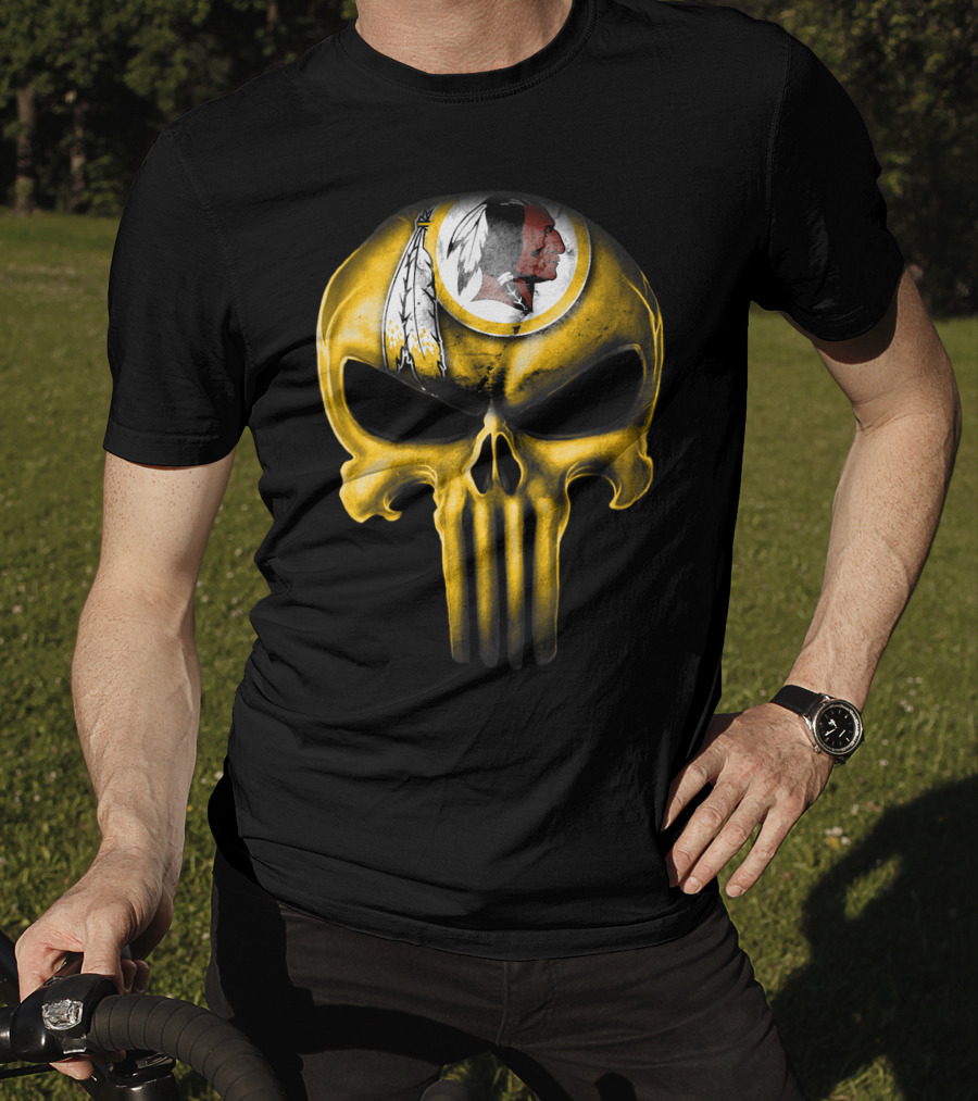 Skull Washington Redskins Logo Iconic Yellow T-Shirt