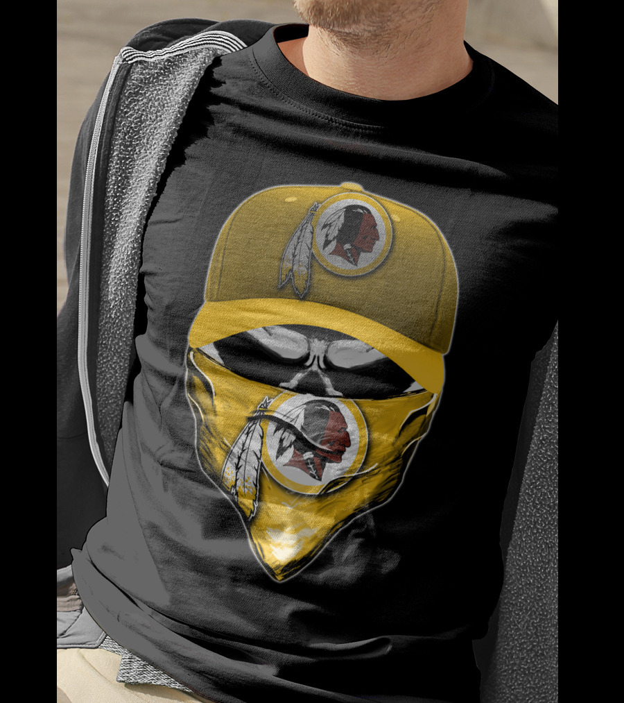 Skull V6 Washington Redskins Logo Bandana And Cap T-Shirt