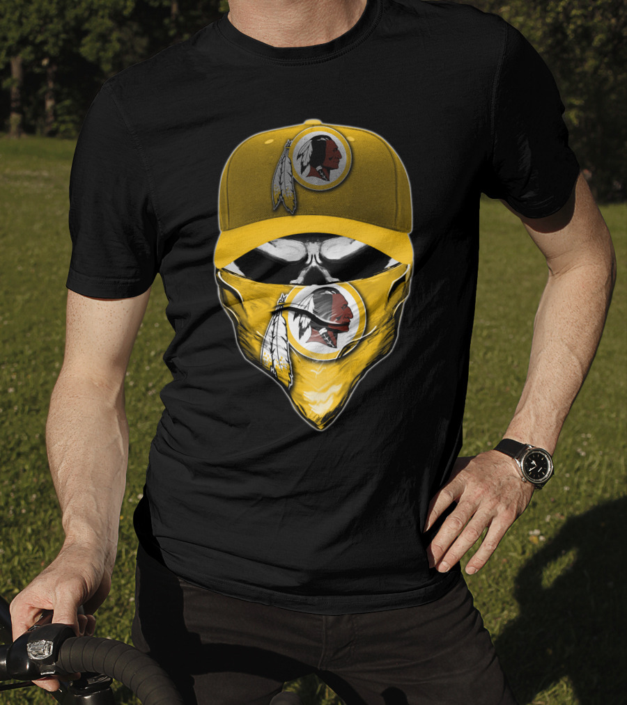 Skull V6 Washington Redskins Logo Bandana And Cap T-Shirt