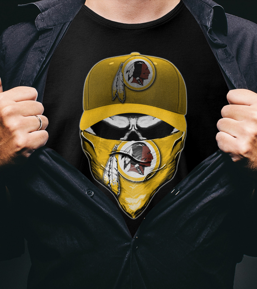 Skull V6 Washington Redskins Logo Bandana And Cap T-Shirt