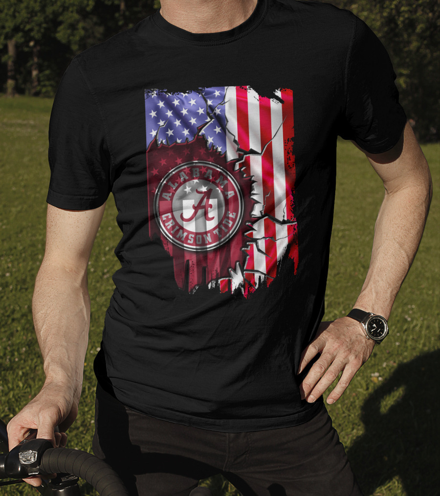 Alabama Crimson Tide American Flag V2 Stars And Stripes T-Shirt