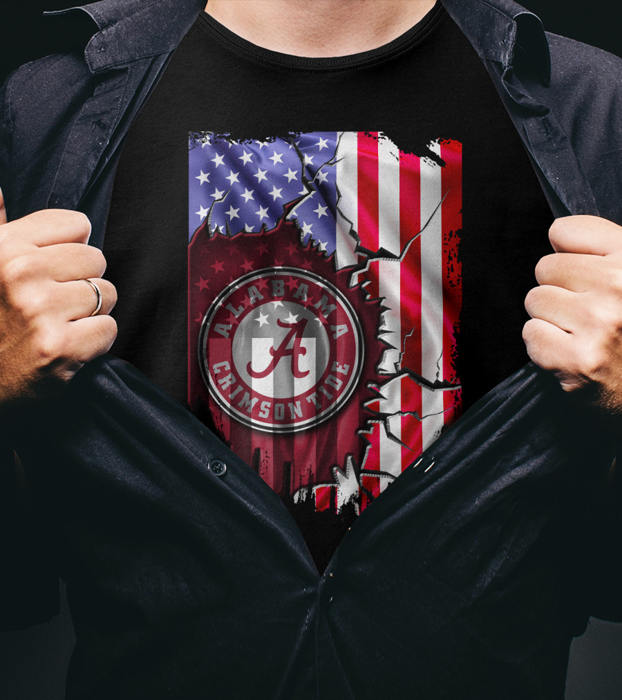 Alabama Crimson Tide American Flag V2 Stars And Stripes T-Shirt