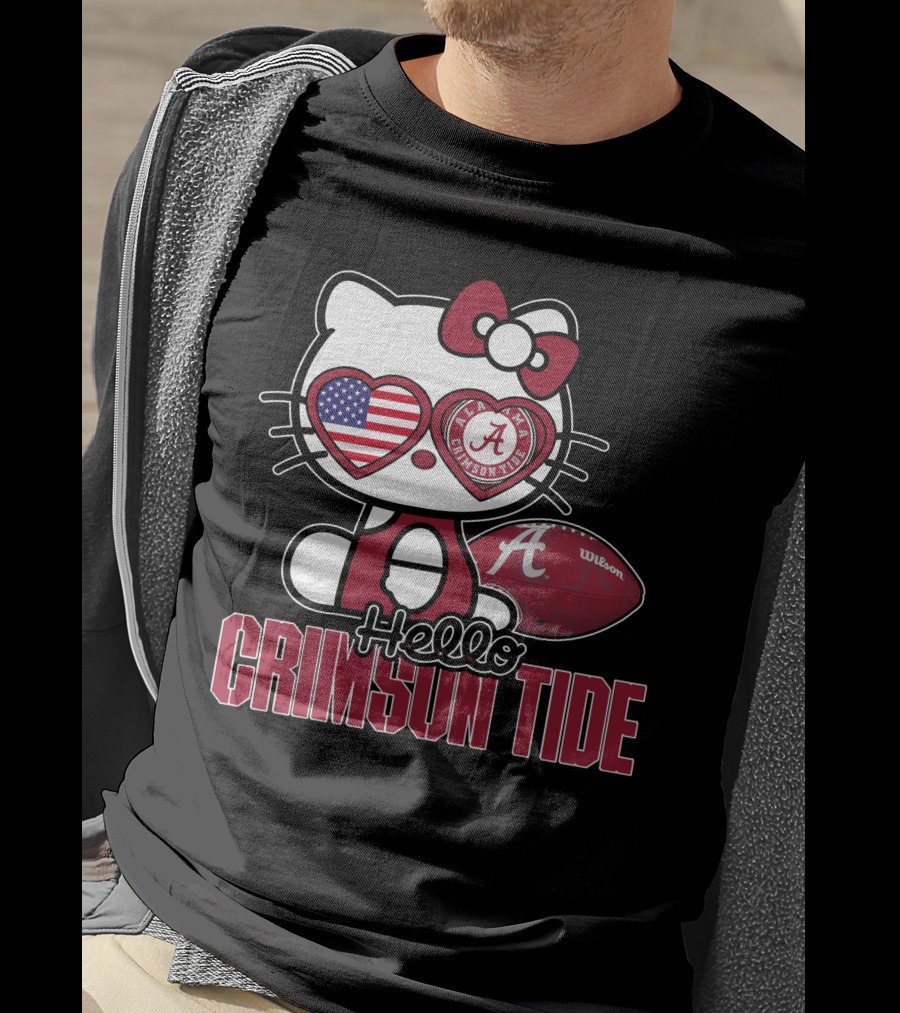 Hello Kitty Alabama Crimson Tide Football Usa Flag T-Shirt