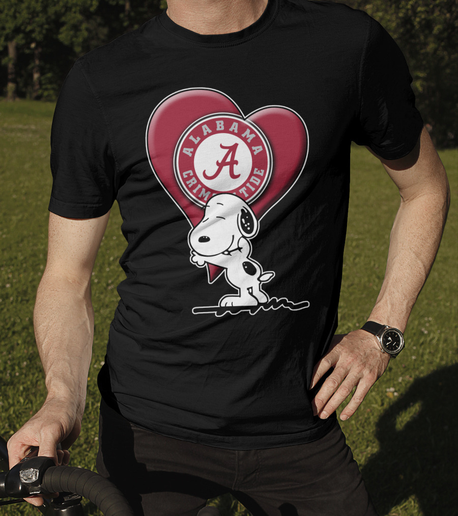 Snoopy Hugging Alabama Crimson Tide Heart T-Shirt