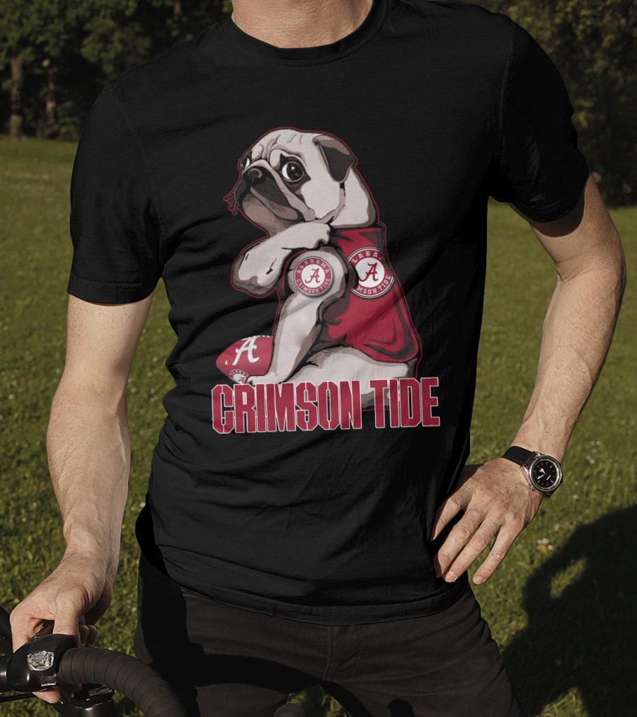 Pug Alabama Crimson Tide Football Fan Puppy T-Shirt