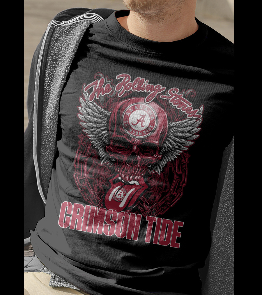 The Rolling Stones Alabama Crimson Tide Skull With Wings And Tongue T-Shirt