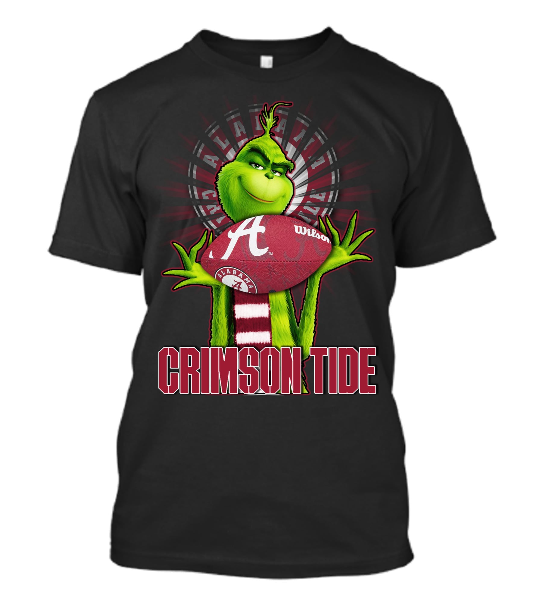 Grinch Holding Alabama Crimson Tide Football Wilson T-Shirt
