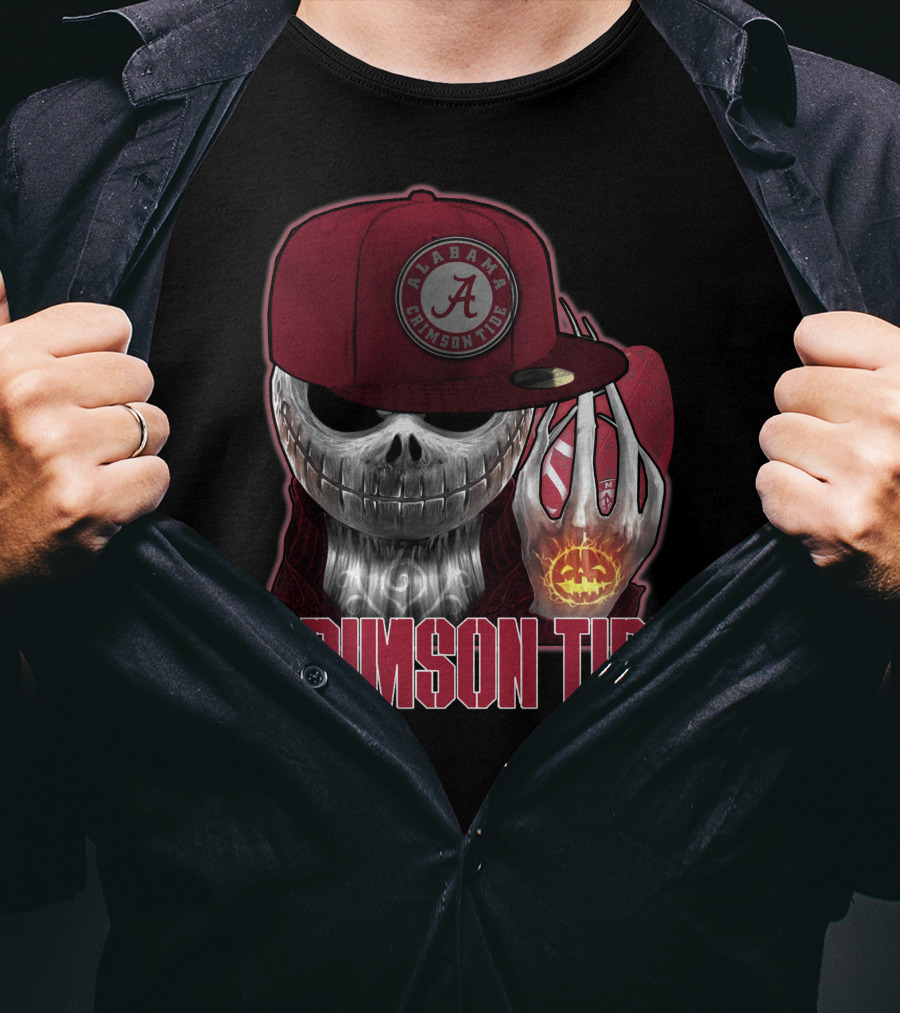 Jackskull Alabama Crimson Tide Halloween Pumpkin Skull T-Shirt