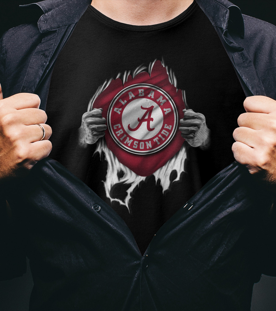 Alabama Crimson Tide Torn Logo With Hands T-Shirt