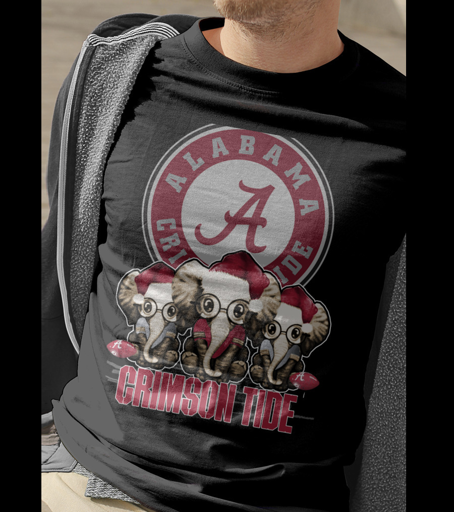 Alabama Crimson Tide Elephant Xmas Holiday Fans T-Shirt