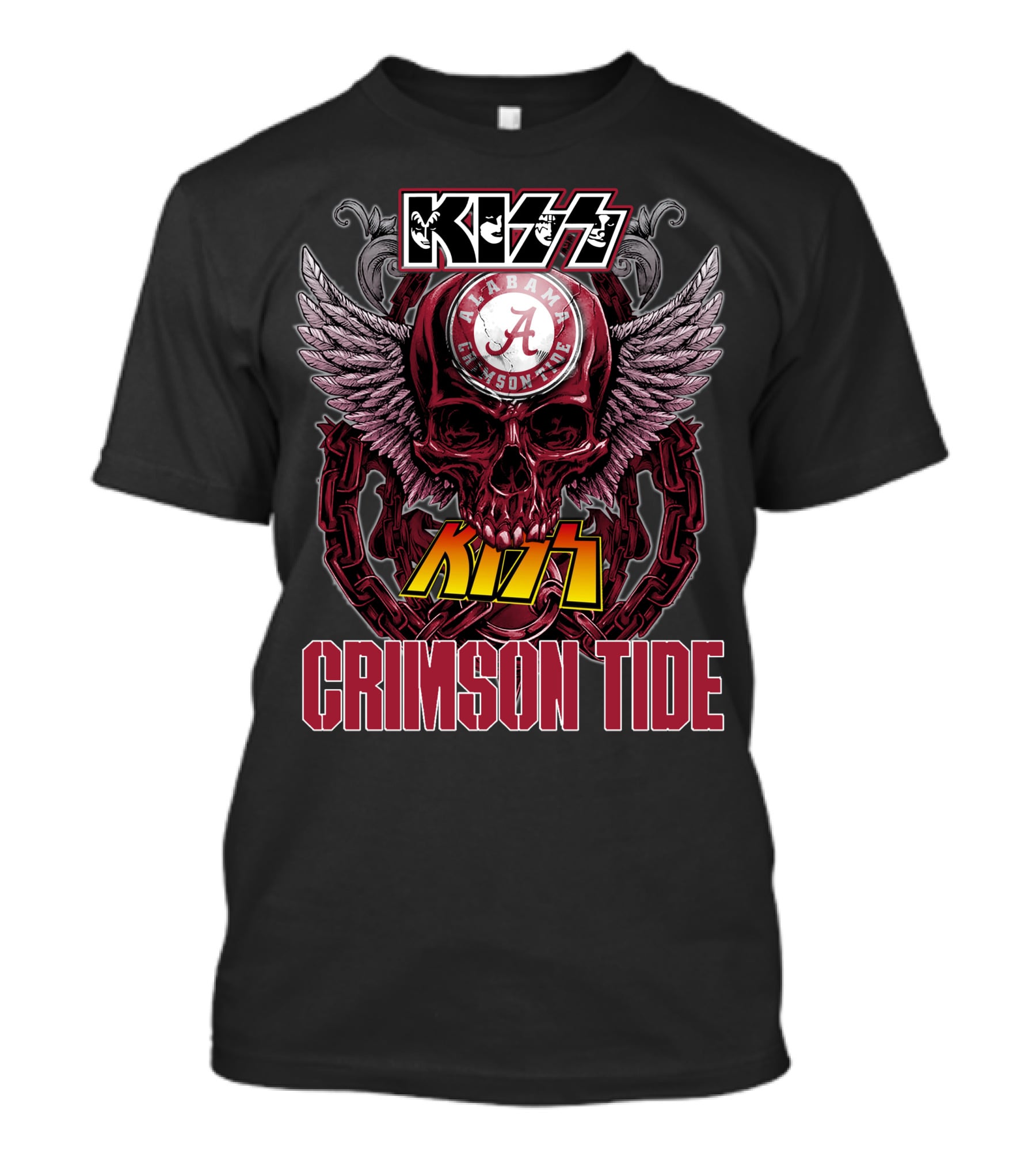 Kiss Alabama Crimson Tide Skull Wings Chain T-Shirt